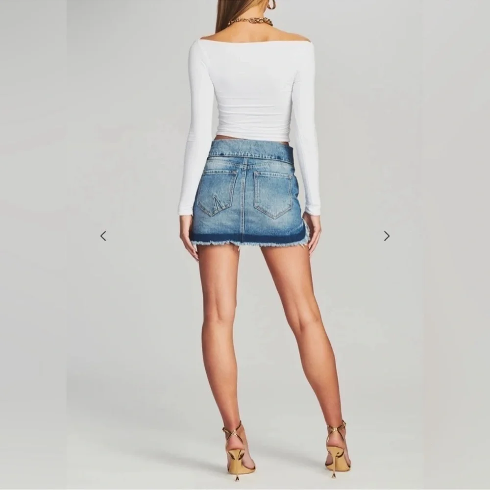 Revolve SER.O.YA Holly Foldover Denim Mini Skirt Sz 28